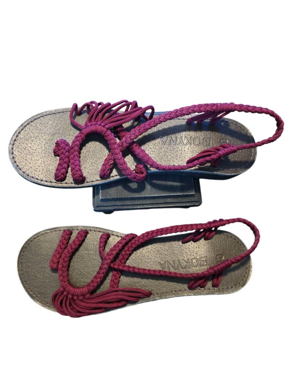 Bokyna Freedom Burgundy Thailand Handcrafted Braided Flat Sandals, 40 - Picture 3 of 5
